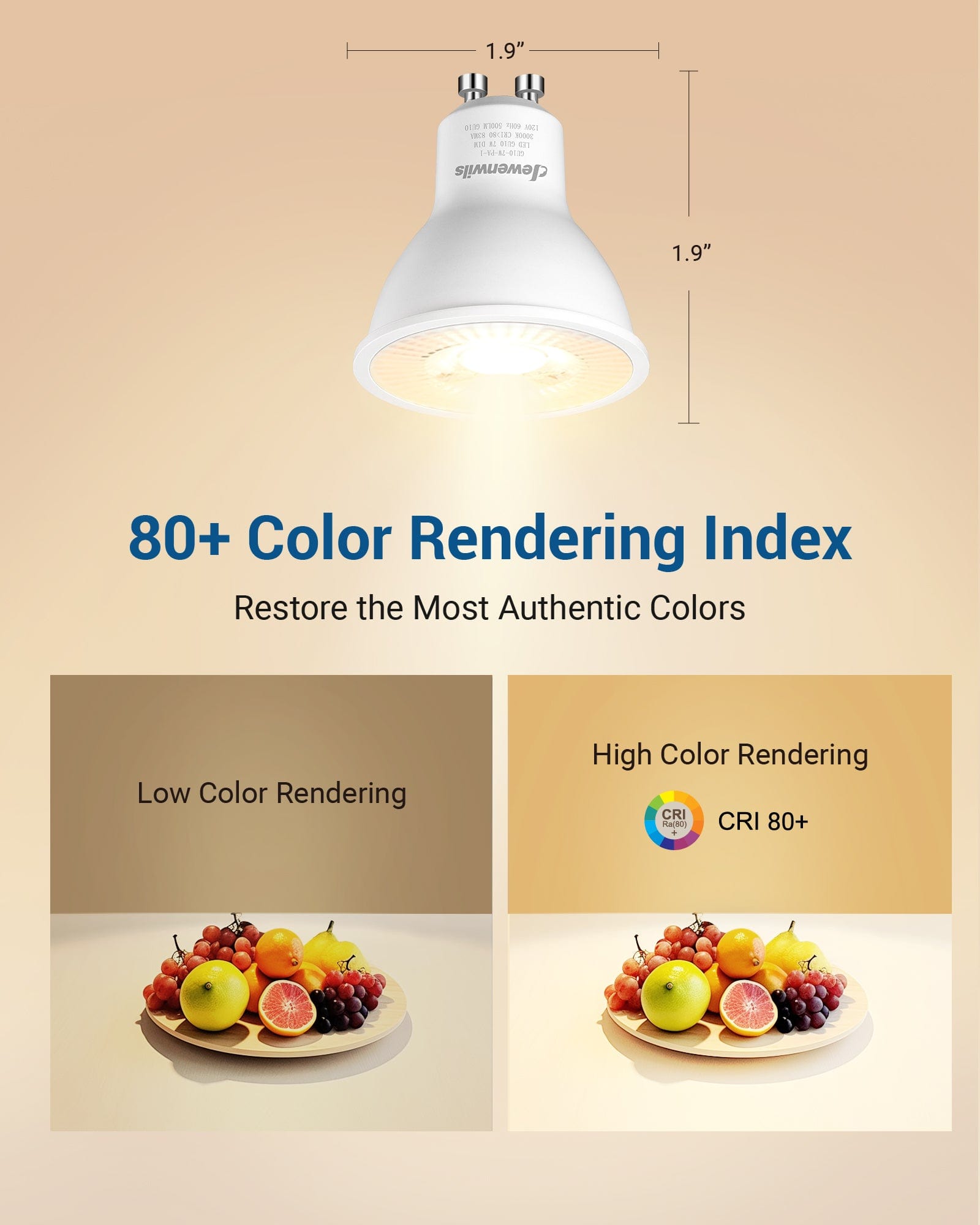 DEWENWILS Warm White Light 10-Pack GU10 LED Bulb Dimmable, 500LM, 3000K GU10 Bulb Replacement for Track Lighting, 7W(50W Equivalent) LED Bulbs for Kitchen, Range Hood, Living Room, Bedroom-HDGU10A