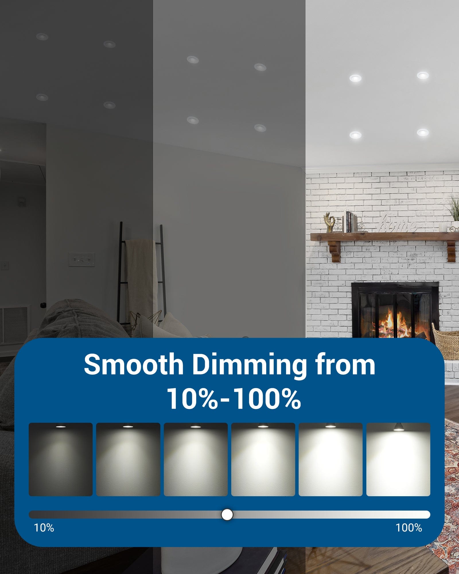 GU10 Dimmable LED Bulb: smooth 10%–100% dimming control with 500LM brightness, CRI80+ color accuracy, 5000K daylight white, 40° beam angle, UL listed, and 25,000+ hour lifespan for flexible lighting control