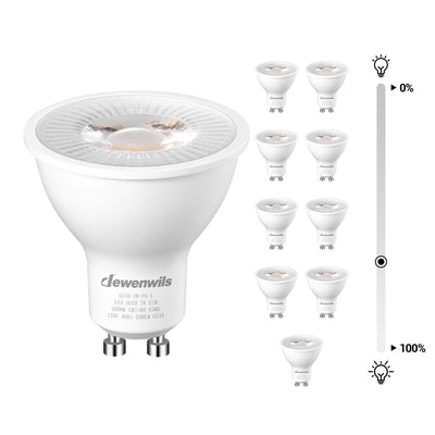 DEWENWILS Daylight GU10 LED Bulb, Dimmable, 500LM 5000K Track Lighting Bulb, 7W(50W Equivalent) LED Bulbs for Kitchen, Living Room, Bathroom, Bedroom (10 Pack)-HDGU10B