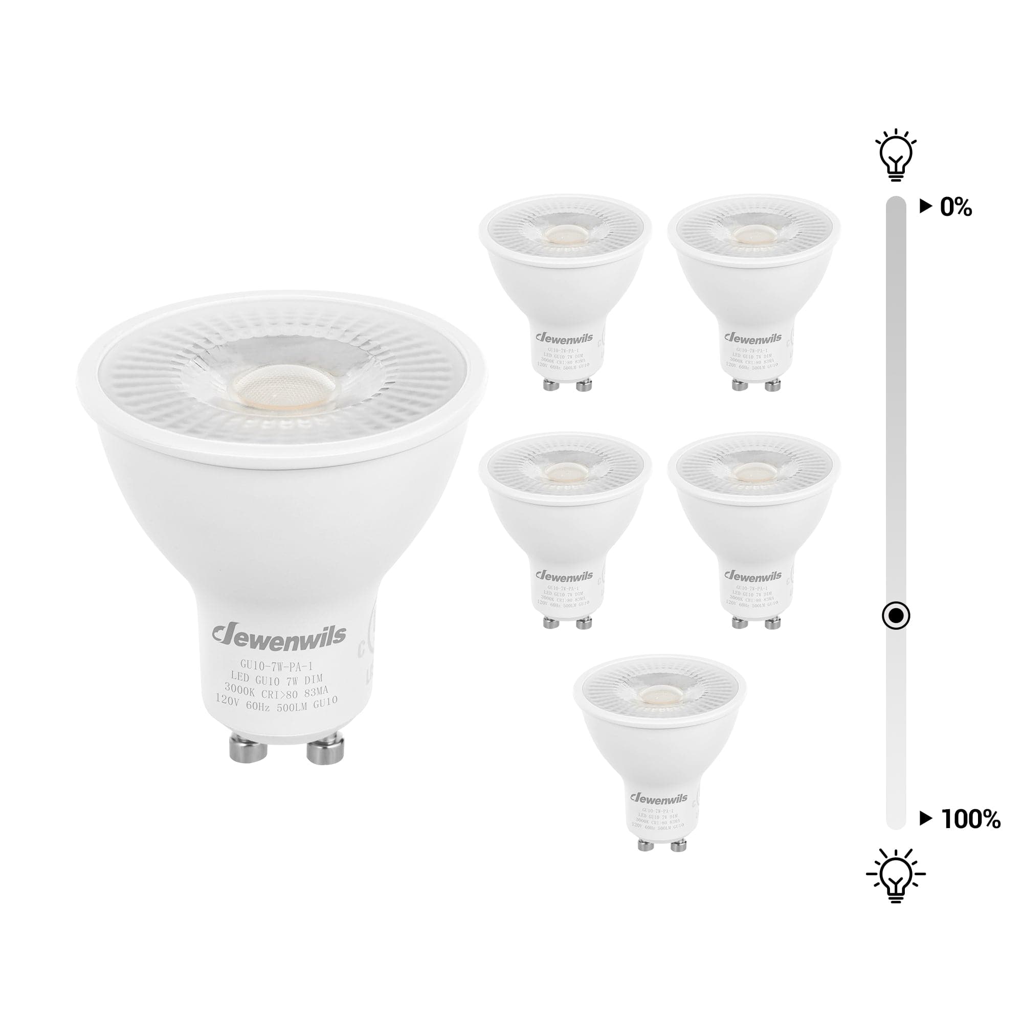 DEWENWILS Daylight GU10 LED Light Bulb, 500LM, Dimmable 5000K  GU10 Bulb Replacement for Track Lighting, 7W(50W Equivalent) LED Bulbs for Living Room, Kitchen Range Hood, Bathroom (6 Pack)-HDGU10F