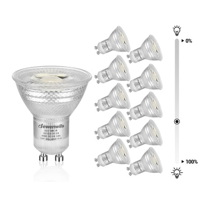 DEWENWILS Daylight 10-Pack GU10 LED Dimmable Bulb, 400LM, 5000K Track Lighting Bulb, 5W(50W Halogen Equivalent) LED Bulbs, Glass-Like Pattern, 40°Beam Angle-HDGU10K