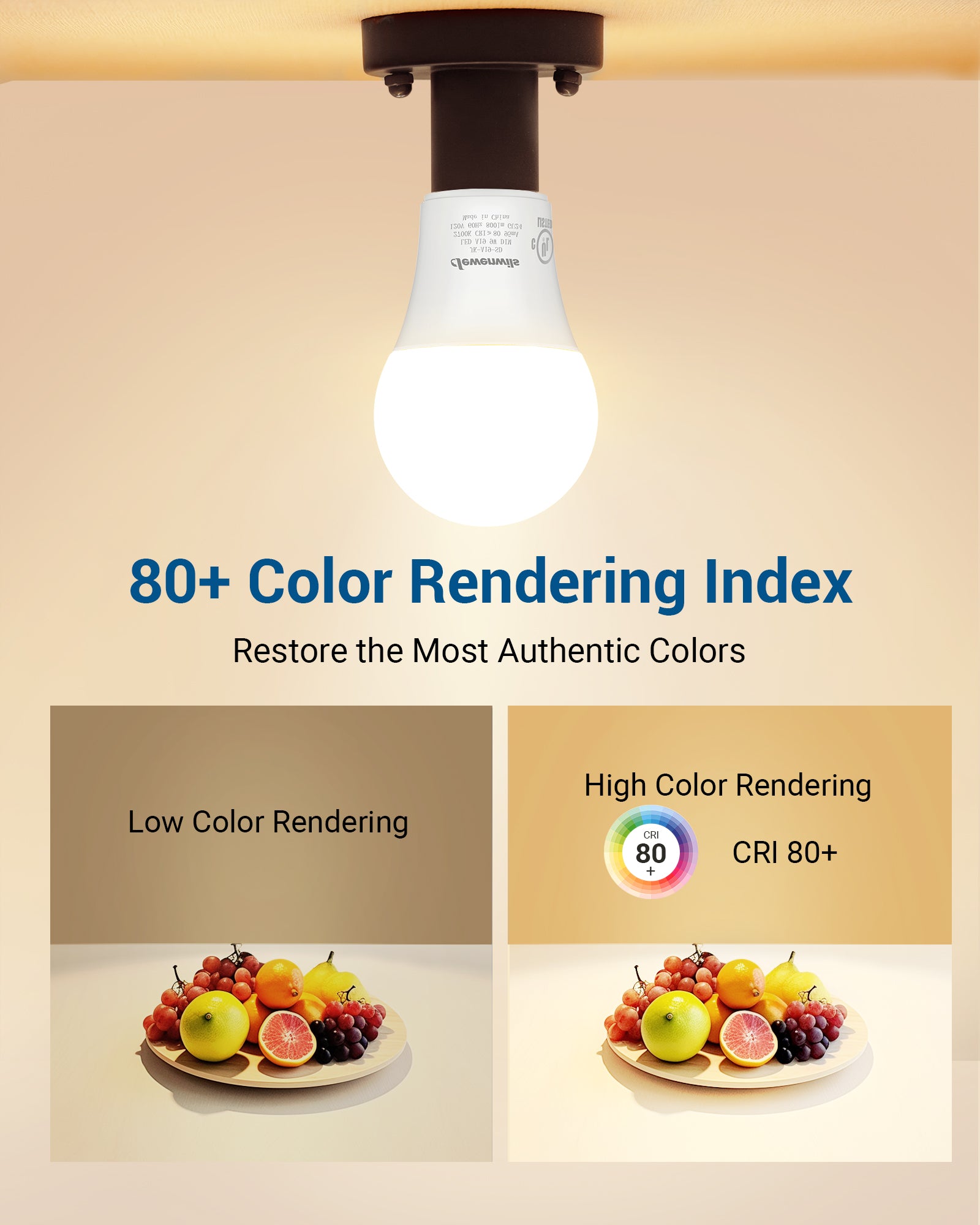 DEWENWILS GU24 LED Light Bulb, 60W Equivalent, Dimmable 2 Prong Light Bulbs, 2700K Warm White, 9W 800 Lumens, A19 Shape Bulbs, GU24 Twist Lock Base, 4 Pack-HDGU24A