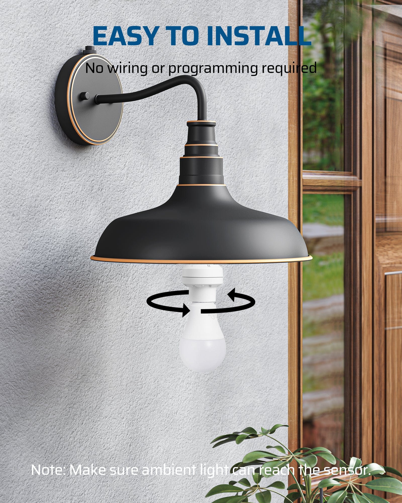 DEWENWILS Light Sensor Socket, Dusk to Dawn Sensor Socket with 50M Range, E26/ E27 Base, Automatic Dusk to Dawn Light Socket for Porch Light Floodlight, 1 Remote Control + 1 Light Socket-HDLS11A