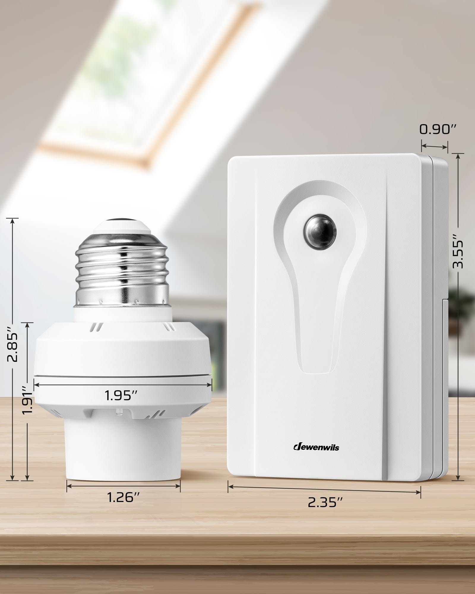 DEWENWILS Light Sensor Socket, Dusk to Dawn Sensor Socket with 50M Range, E26/ E27 Base, Automatic Dusk to Dawn Light Socket for Porch Light Floodlight, 1 Remote Control + 1 Light Socket-HDLS11A