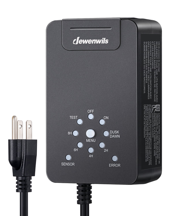 DEWENWILS 60W Low Voltage Transformer, 120V AC to 12V DC, Dusk to Dawn Sensor & Timer-HDLT02A