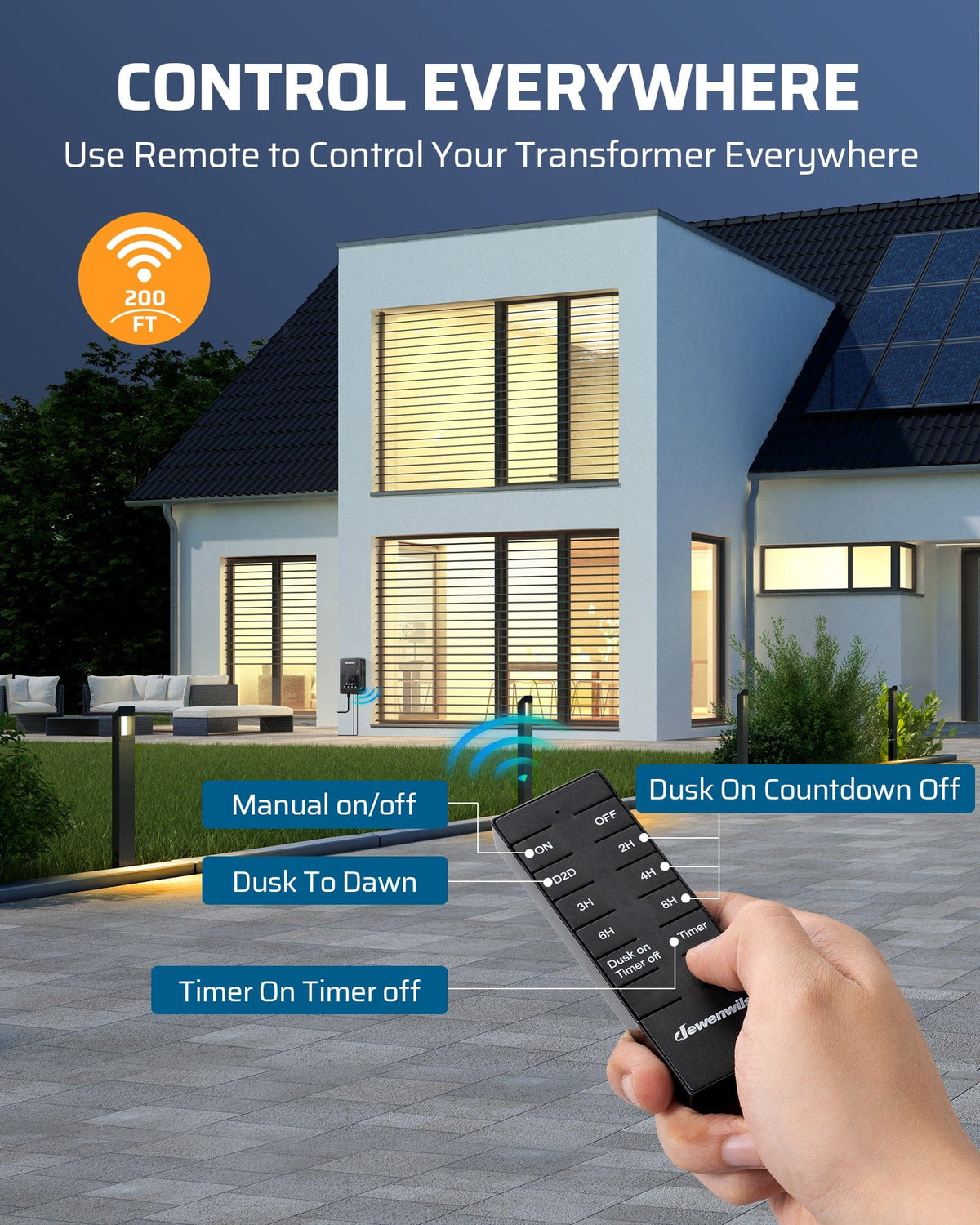 DEWENWILS 120W Low Voltage Landscape Lighting Transformer lets you control your lights anywhere using the included remote