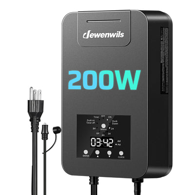 DEWENWILS 200W Low Voltage Landscape Transformer, Outdoor Low Voltage Transformer with Photocell Sensor & Timer, 120V AC to 12V DC, Landscape Lighting Transformer for Spotlight Garden Light Steplight-HDLT04A