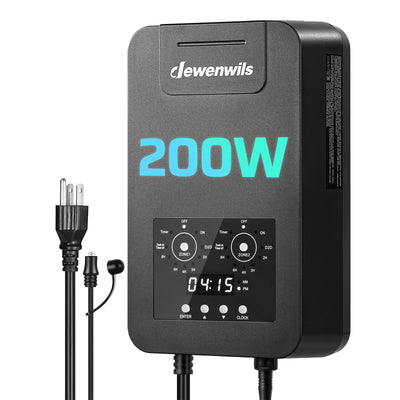 DEWENWILS 200W Low Voltage Landscape Transformer with 2 Zones, 120V AC to 12V DC, Photocell Sensor & Timer, Outdoor Low Voltage Transformer, Landscape Lighting Transformer for Spot Light Steplight-HDLT04E