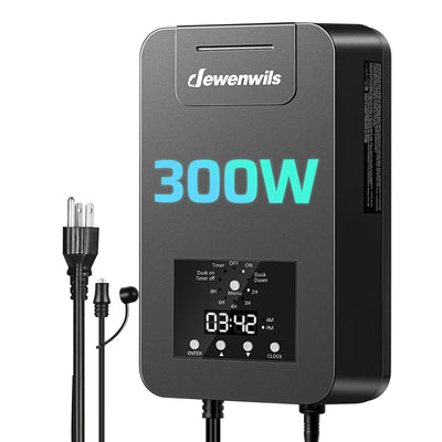 DEWENWILS 300W Low Voltage Landscape Transformer, Outdoor Low Voltage Transformer with Photocell Sensor & Timer, 120V AC to 12V DC, Landscape Lighting Transformer for Spotlight Garden Light Steplight-HDLT05A