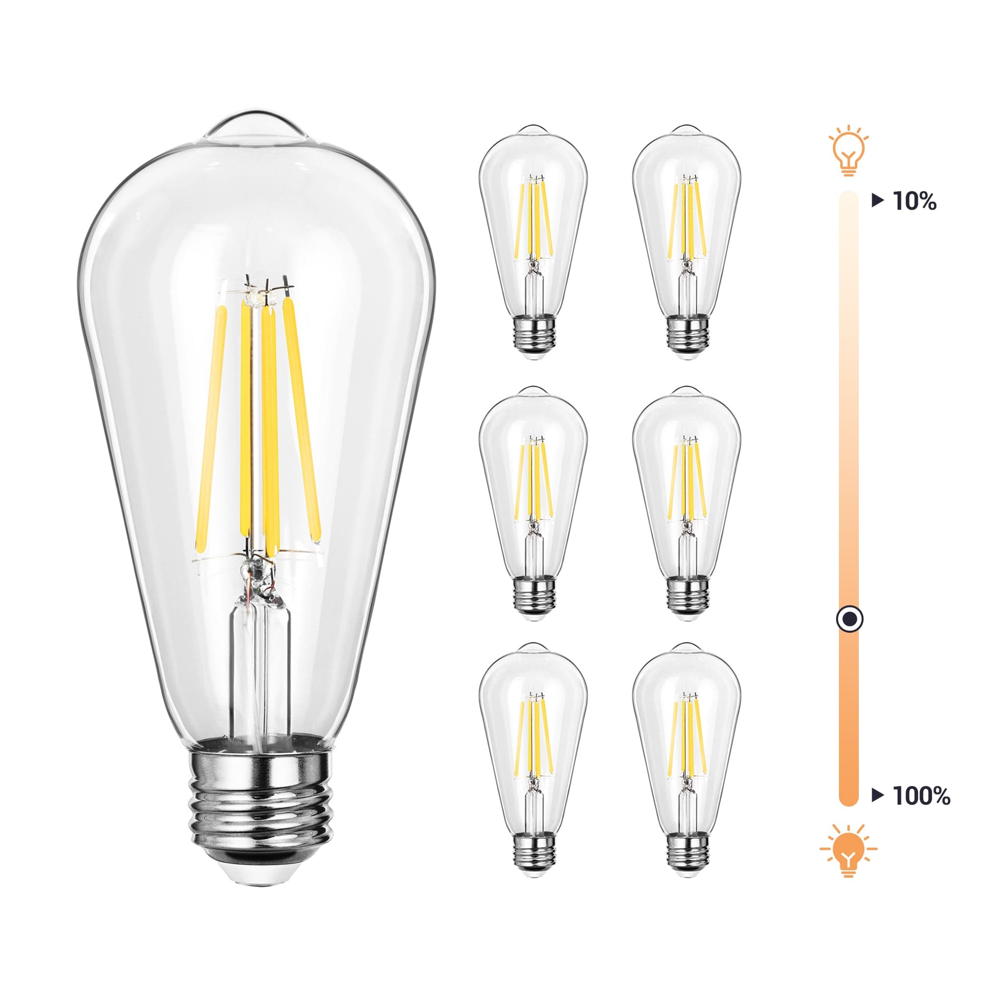 60 Watt Equivalent ST64 E26/Medium (Standard) Dimmable 2700K LED Bulb (Set of 6)-HDST64A
