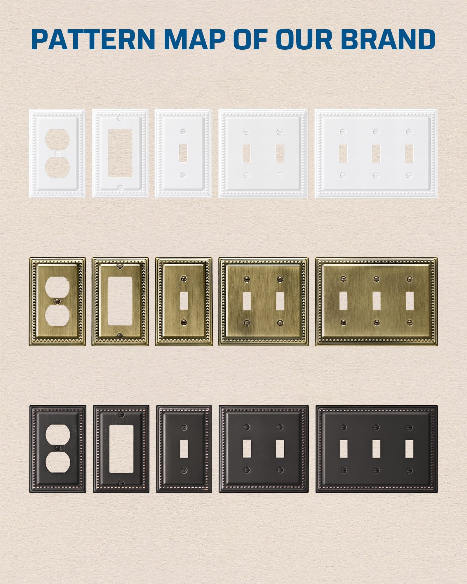 DEWENWILS 4 Pack Metal Outlet Covers, Duplex Wall Plate Cover, Classic White Finish Light Switch Cover Plates, 4.92"×3.14" Sunken Pearls Decorative Wall Plates Electrical Outlets-HDWP03C