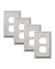 DEWENWILS 4-Pack Brushed Nickel Outlet Covers & Switch Plates — Decorative Metal Wall Plates for Light Switches & Duplex Outlets (1-Gang Standard Size)-HDWP07A