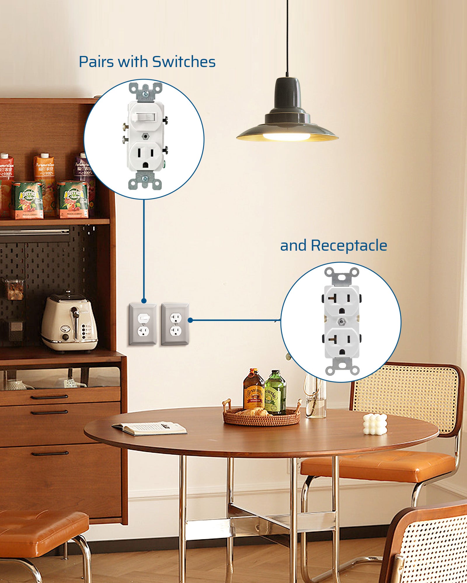 DEWENWILS 4-Pack Brushed Nickel Outlet Covers & Switch Plates — Decorative Metal Wall Plates for Light Switches & Duplex Outlets (1-Gang Standard Size)-HDWP07A