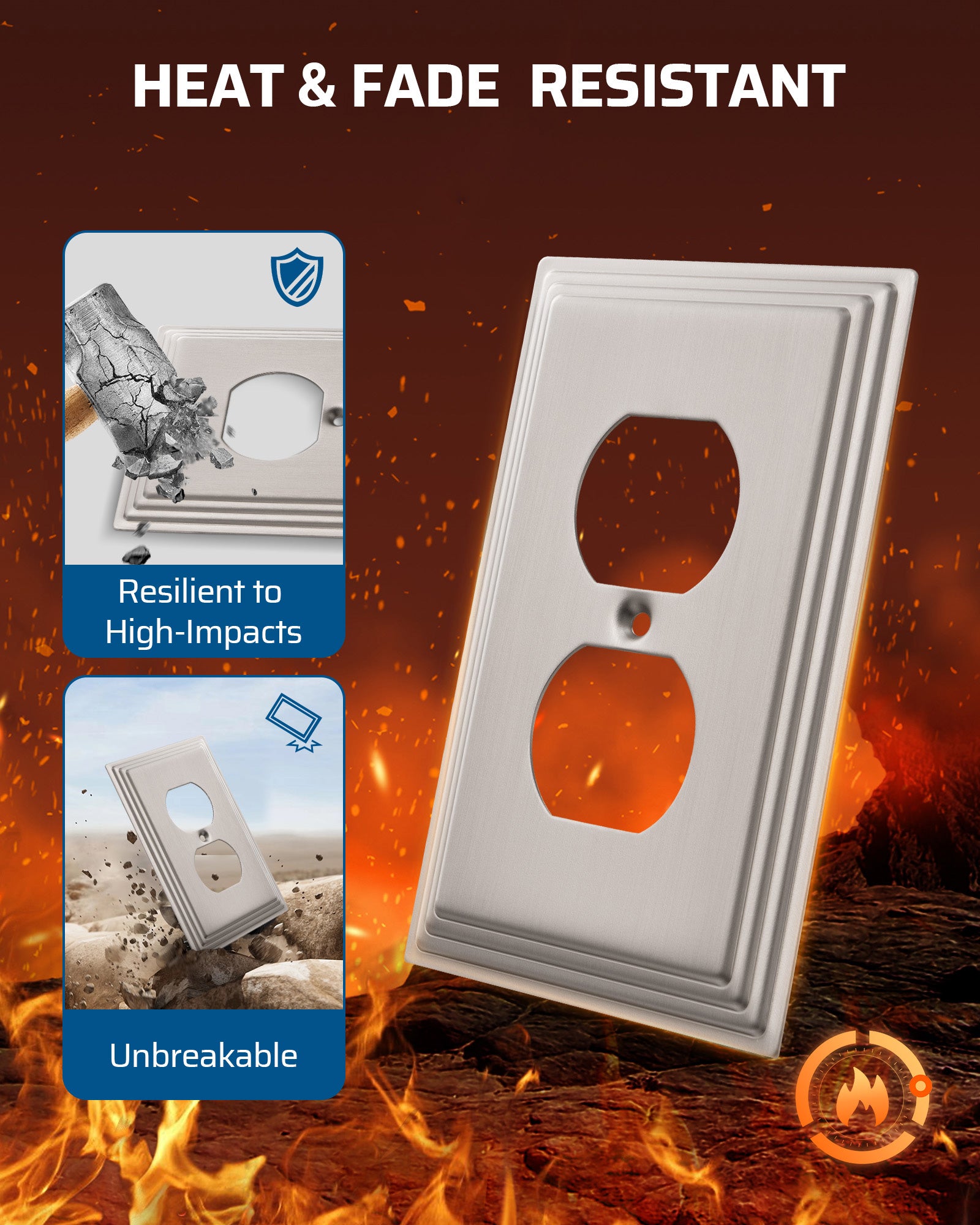 DEWENWILS 4-Pack Brushed Nickel Outlet Covers & Switch Plates — Decorative Metal Wall Plates for Light Switches & Duplex Outlets (1-Gang Standard Size)-HDWP07A