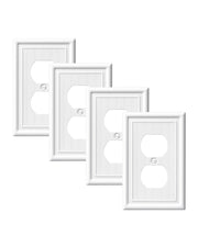 DEWENWILS 4-Pack White Outlet Covers & Switch Plates — Decorative Metal Wall Plates for Light Switches & Duplex Outlets (1-Gang Standard Size)-HDWP08C