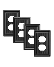 DEWENWILS 4-Pack Black Outlet Covers & Switch Plates — Decorative Metal Wall Plates for Light Switches & Duplex Outlets (1-Gang Standard Size)-HDWP08D