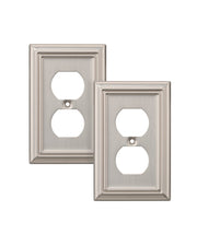 DEWENWILS Duplex Outlet Covers, Brushed Nickel Outlet Wall Plates, 4.92" x 3.14" Light Switch Cover Plates, Metal Electrical Outlet Cover Plates, 2 Pack-HDWP12A