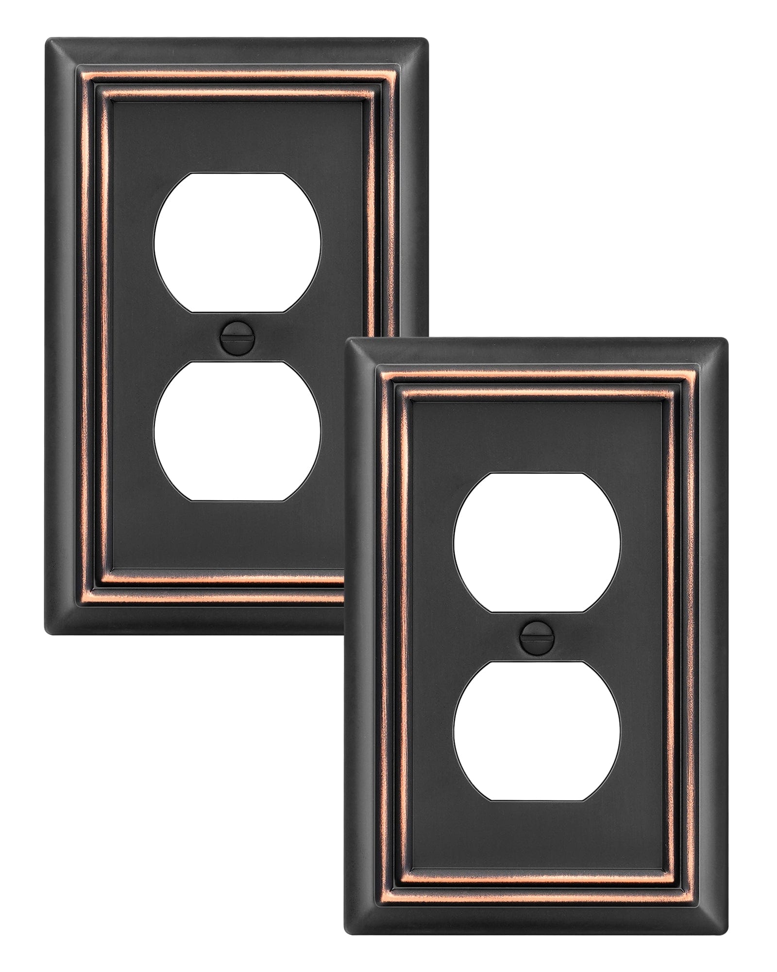 DEWENWILS Duplex Outlet Covers, Aged Bronze Outlet Wall Plates, 4.92" x 3.14" Light Switch Cover Plates, Metal Electrical Outlet Cover Plates, 2 Pack-HDWP12B