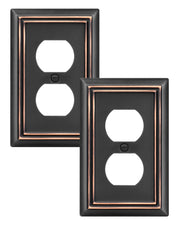 DEWENWILS Duplex Outlet Covers, Aged Bronze Outlet Wall Plates, 4.92" x 3.14" Light Switch Cover Plates, Metal Electrical Outlet Cover Plates, 2 Pack-HDWP12B