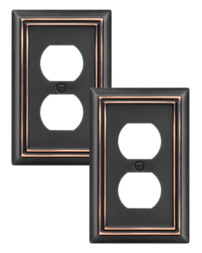 DEWENWILS Duplex Outlet Covers, Aged Bronze Outlet Wall Plates, 4.92" x 3.14" Light Switch Cover Plates, Metal Electrical Outlet Cover Plates, 2 Pack-HDWP12B