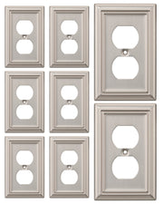 DEWENWILS 8-Pack Duplex Wall Plate, Metal Wall Outlet Cover for Receptacle, Light Switch, Brushed Nickel-HDWP18A