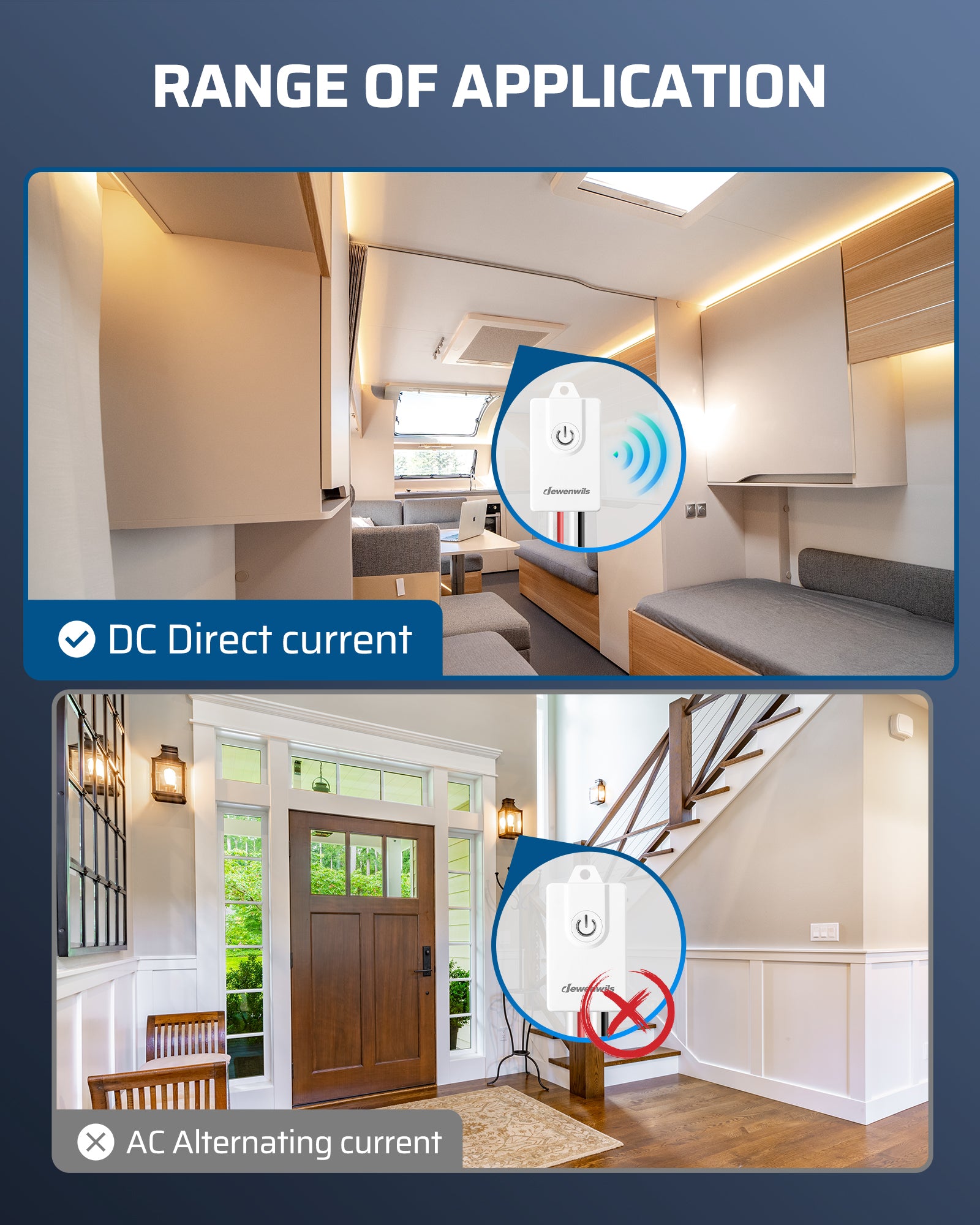 DEWENWILS 12V Wireless Light Switch, 2 Remotes, Remote Light Switch with 100FT Control Range, Compact Size, 20A Wireless Switch for Lights, Motorcycle, Garage Door, Motor, Fan-HDWS21G