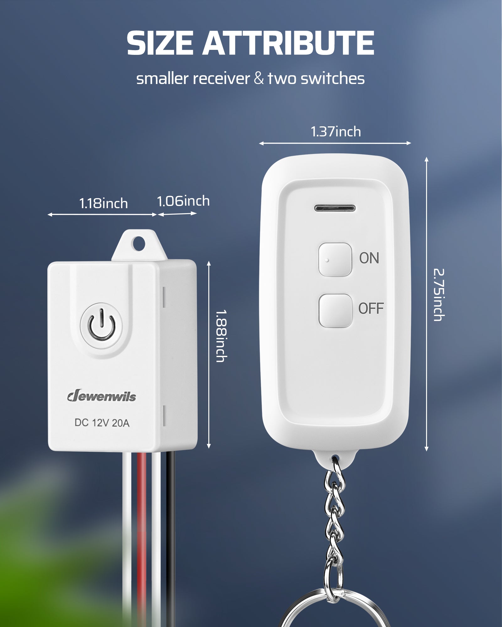 DEWENWILS 12V Wireless Light Switch, 2 Remotes, Remote Light Switch with 100FT Control Range, Compact Size, 20A Wireless Switch for Lights, Motorcycle, Garage Door, Motor, Fan-HDWS21G