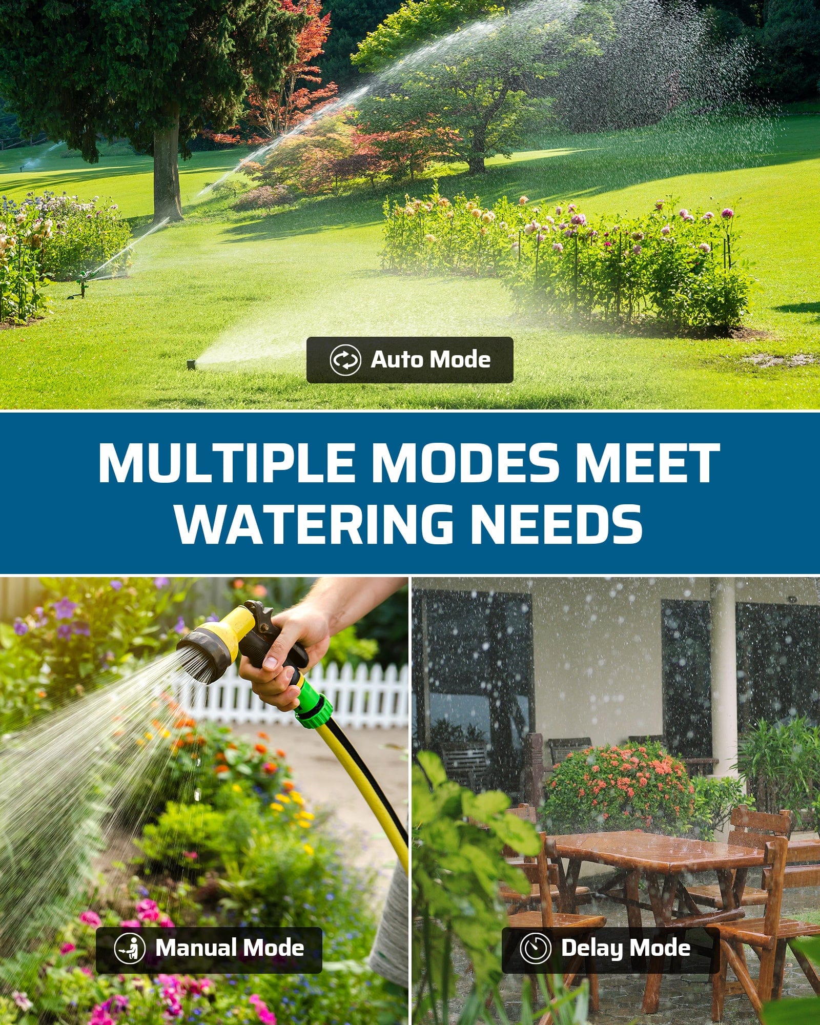 DEWENWILS 2 Zone Sprinkler Timer with Rain Delay/Manual for Yard Lawn-HDWT02D