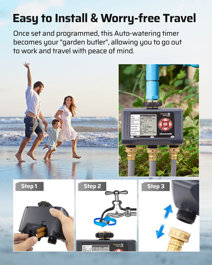 DEWENWILS Sprinkler Timer 3 Zone, Water Timer, Hose Timer, Outdoor ...