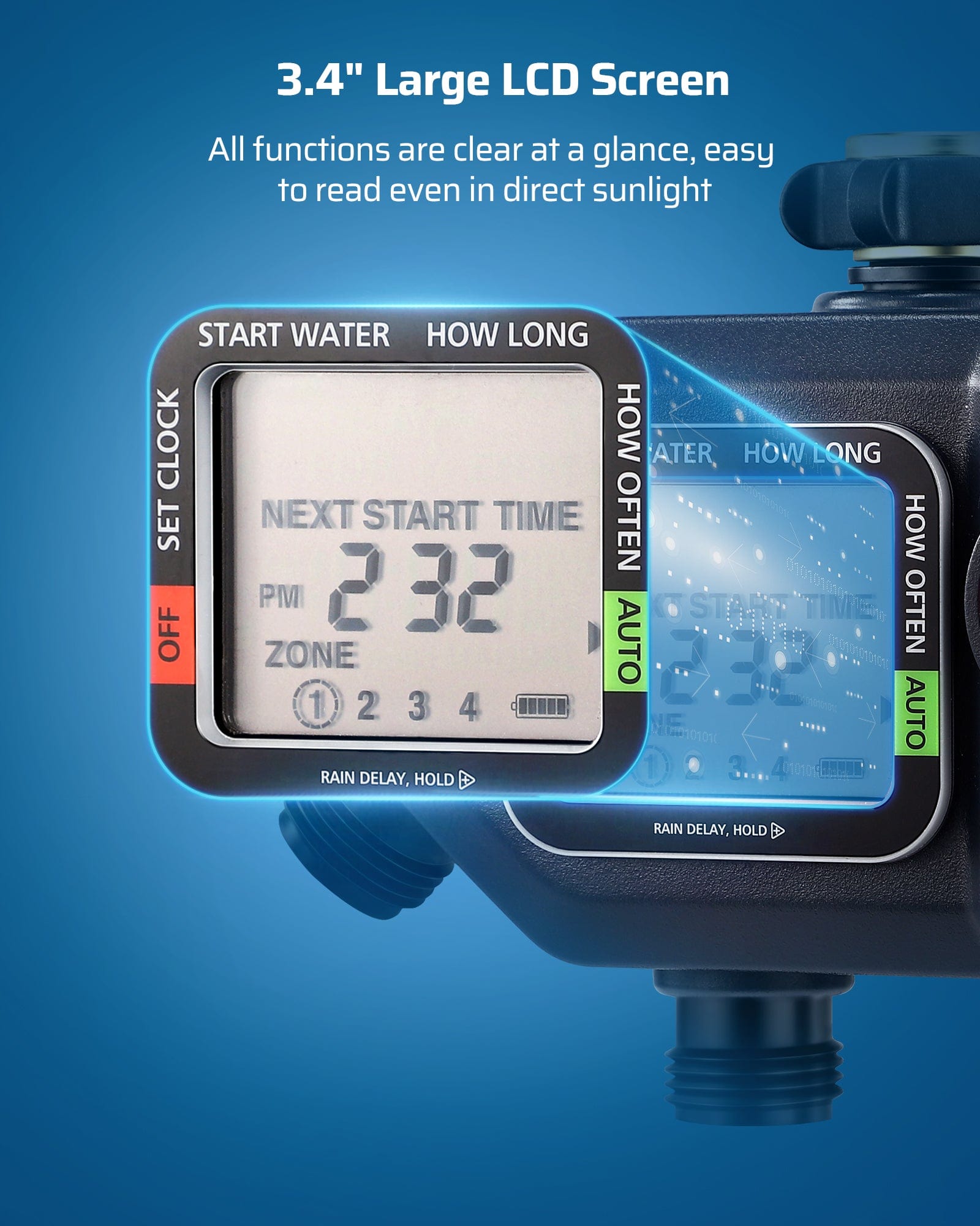 DEWENWILS Sprinkler Timer 4 Zone, Water Timer for Garden Hose ...