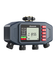 DEWENWlLS Sprinkler Timer, 4 Zone, Outdoor Faucet lrigation, Rain Delay & Manual, Programmable Water Hose Timer for Holiday, Garden, Lawn, Vegetable Gardening, Potted Flowers-HDWT04C