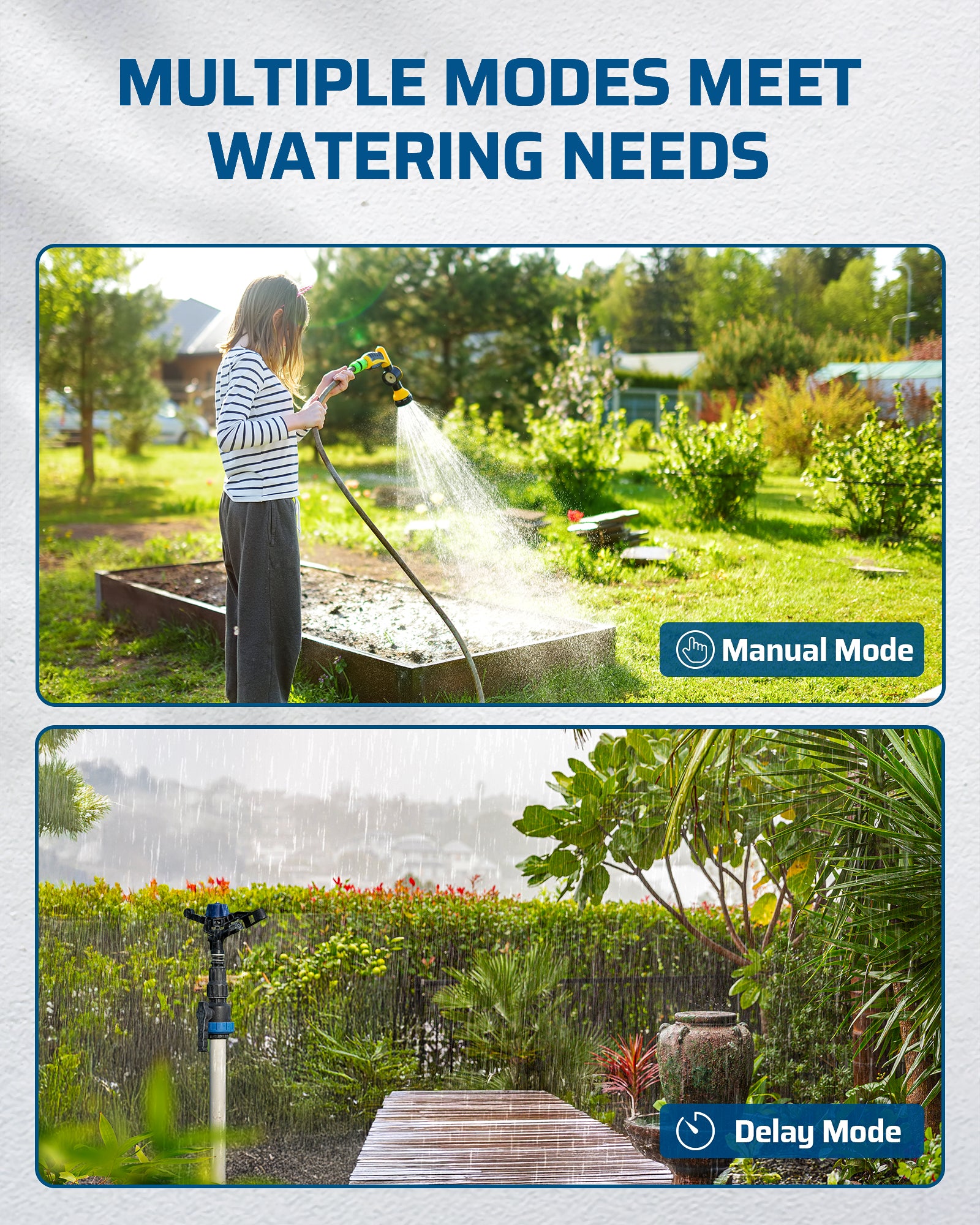 DEWENWlLS Sprinkler Timer, 4 Zone, Outdoor Faucet lrigation, Rain Delay & Manual, Programmable Water Hose Timer for Holiday, Garden, Lawn, Vegetable Gardening, Potted Flowers-HDWT04C