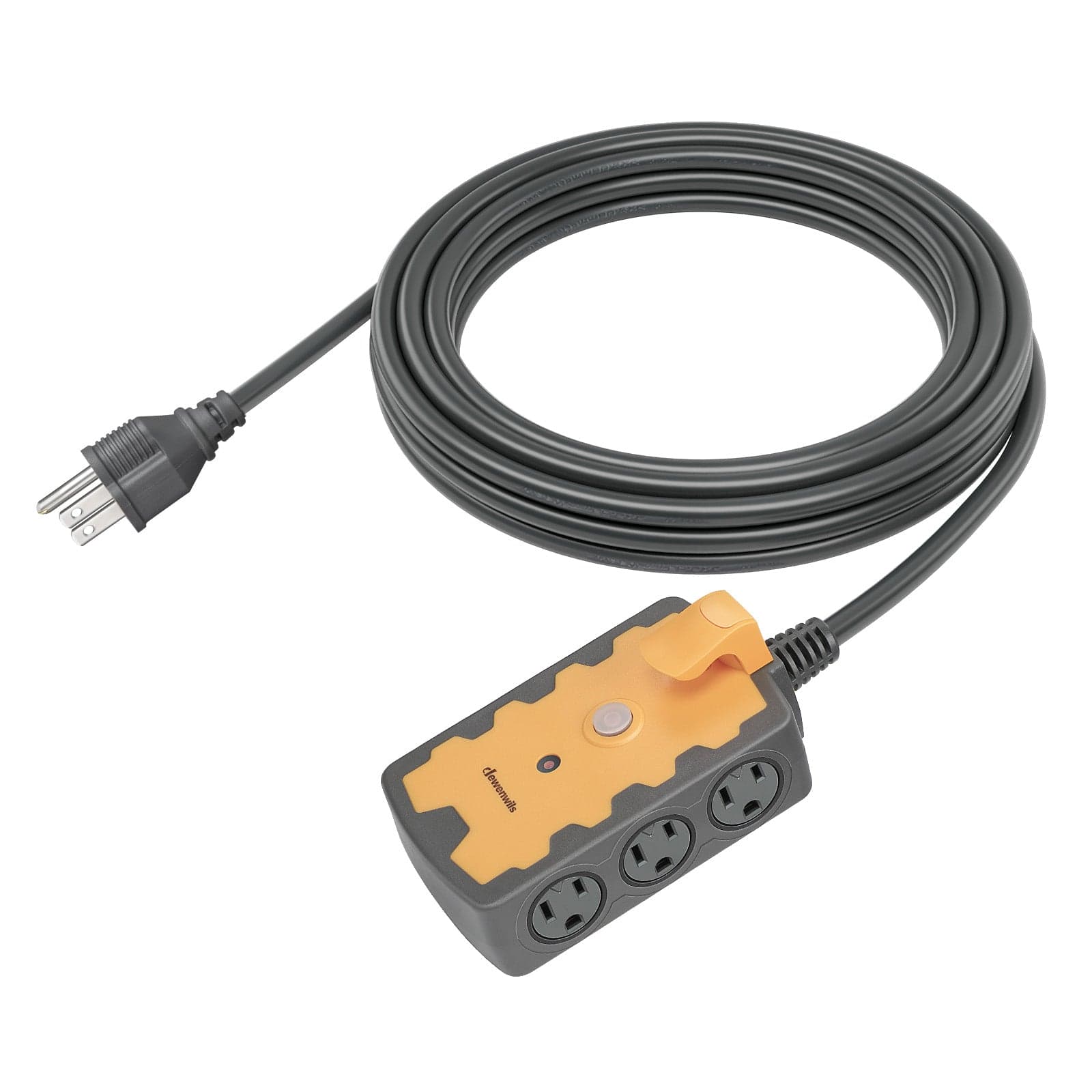 DEWENWILS 6-Outlets Power Strip with 15ft Extension Cord, Heavy Duty 14/3C Gauge SJTW Power Cord for Indoor Outdoor, 15A Circuit Breaker, Swivel Safety Covers-HEPS01C1