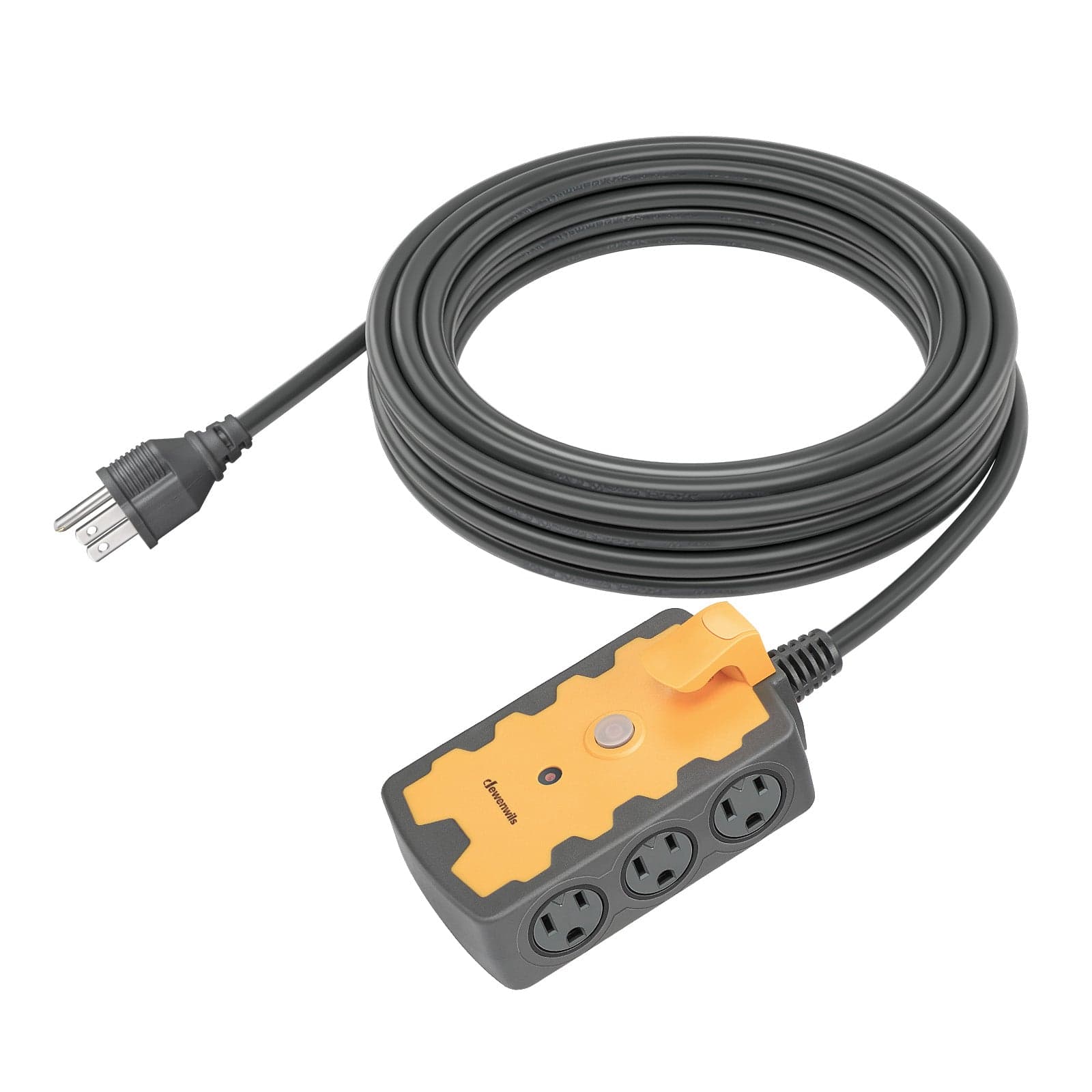 DEWENWILS 6-Outlet Heavy Duty Power Strip with 25ft Long Extension Cord, 14/3C SJTW, 15A Circuit Breaker for Garage, Workshop, Indoor Outdoor Holiday Lights-HEPS02D