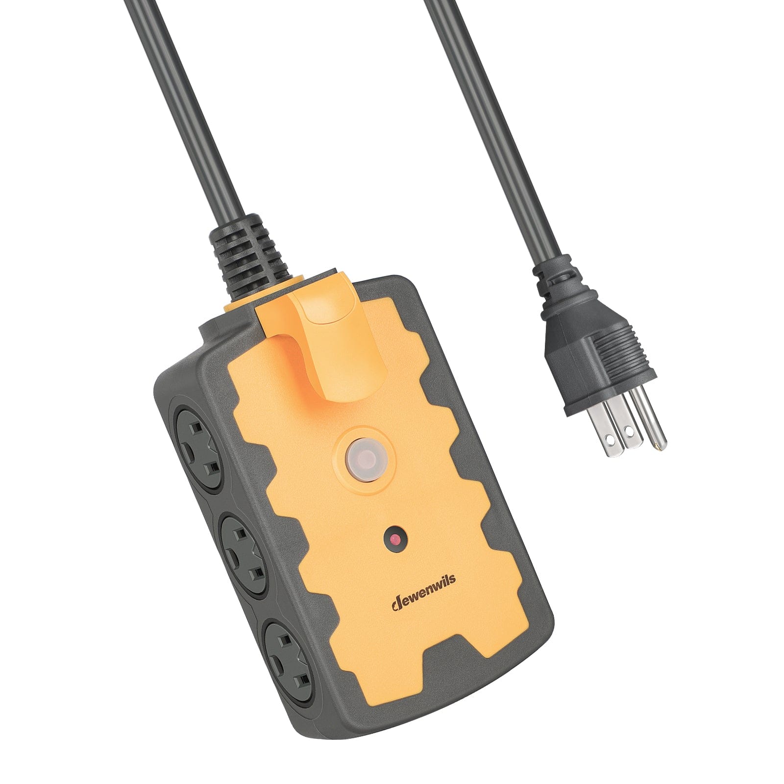 DEWENWILS 6-Outlet Heavy Duty Power Strip with 25ft Long Extension Cord, 14/3C SJTW, 15A Circuit Breaker for Garage, Workshop, Indoor Outdoor Holiday Lights-HEPS02D