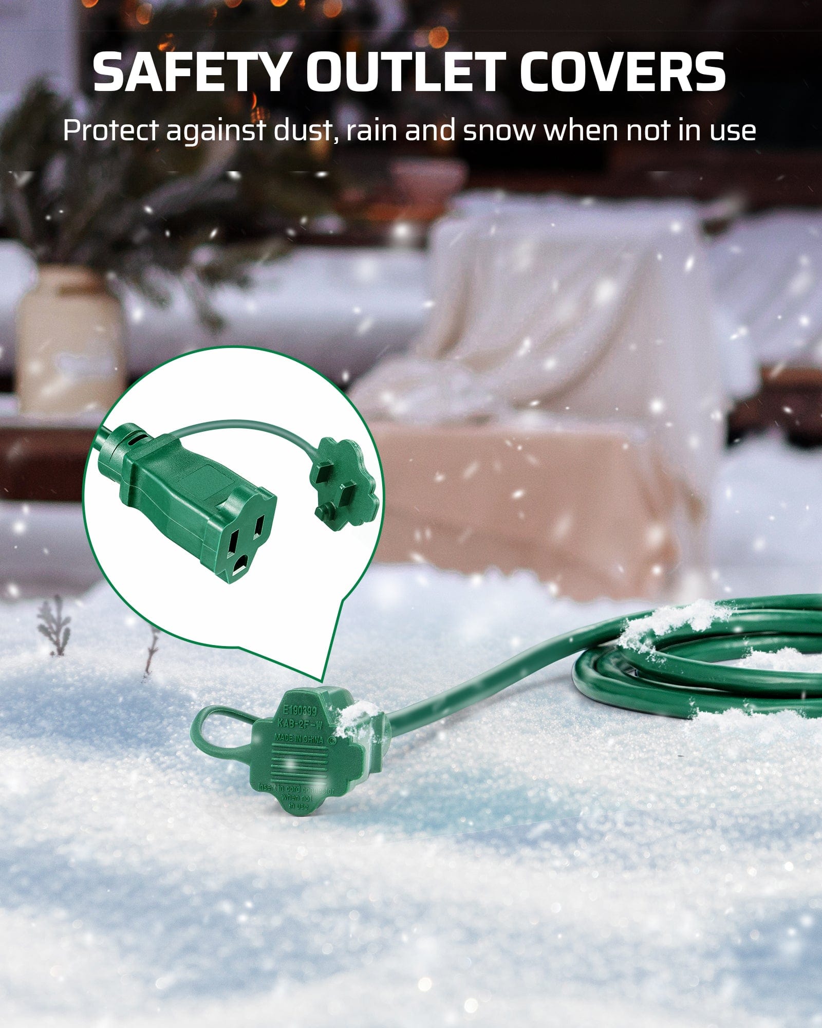 DEWENWILS 25ft Outdoor Extension Cord, Evenly Spaced 3 Outlets Plugs with Safety Cover, 16/3 SJTW Weatherproof Wire-HES103C