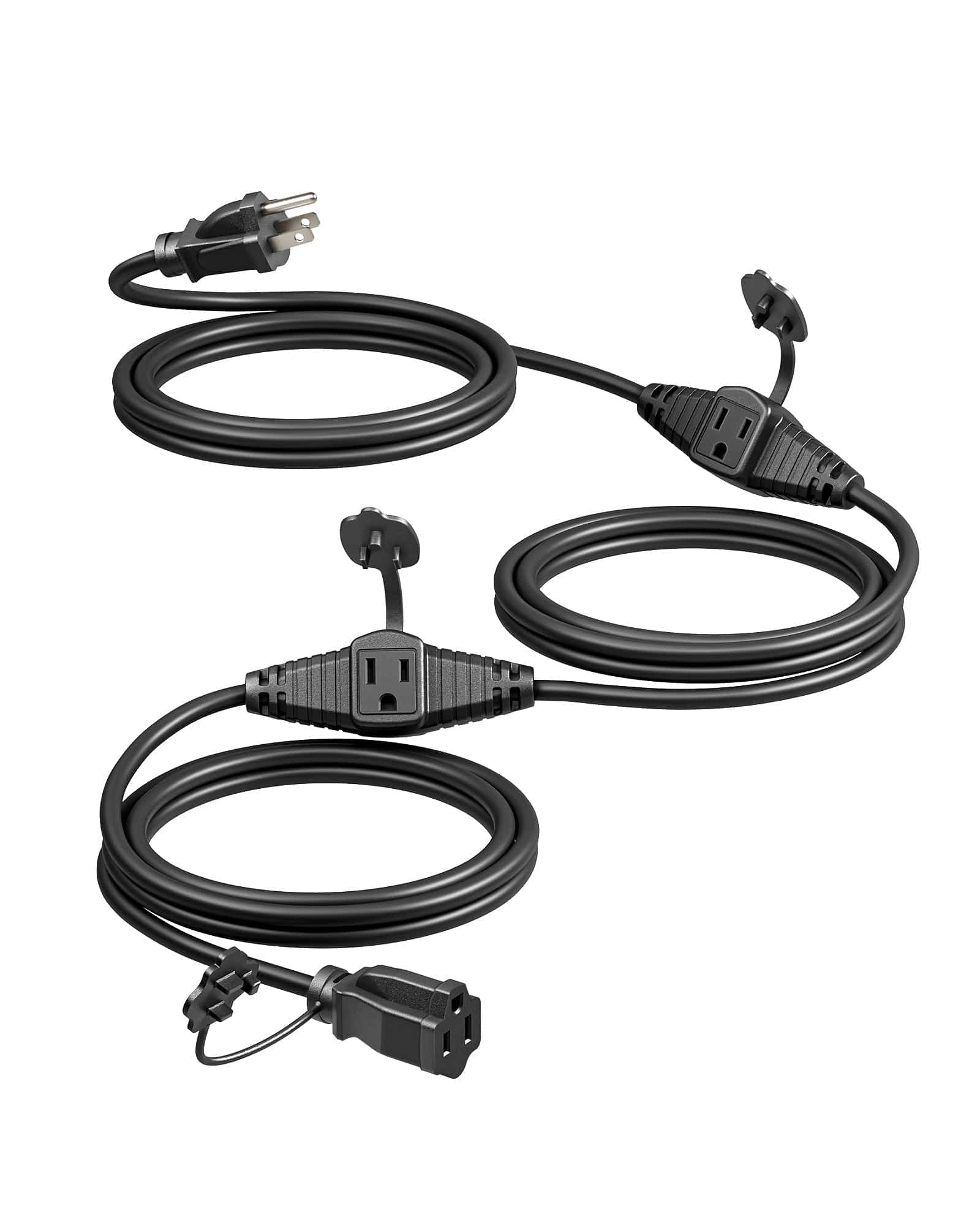 DEWENWILS 25ft Outdoor Extension Cord, Evenly Spaced 3 Outlets Plugs with Safety Cover, 16/3 SJTW Weatherproof Wire-HES103D