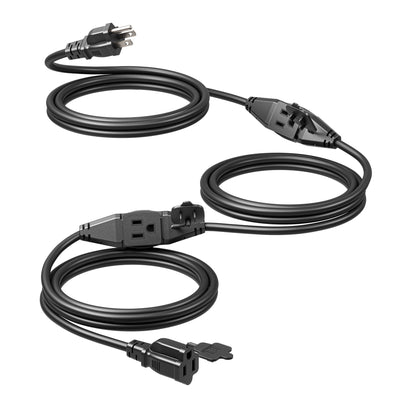 DEWENWILS 27 FT Extension Cords for Outside 16 AWG Evenly 3 Outlets with Safety Cover 3 Prong for Holiday Lights Decoration