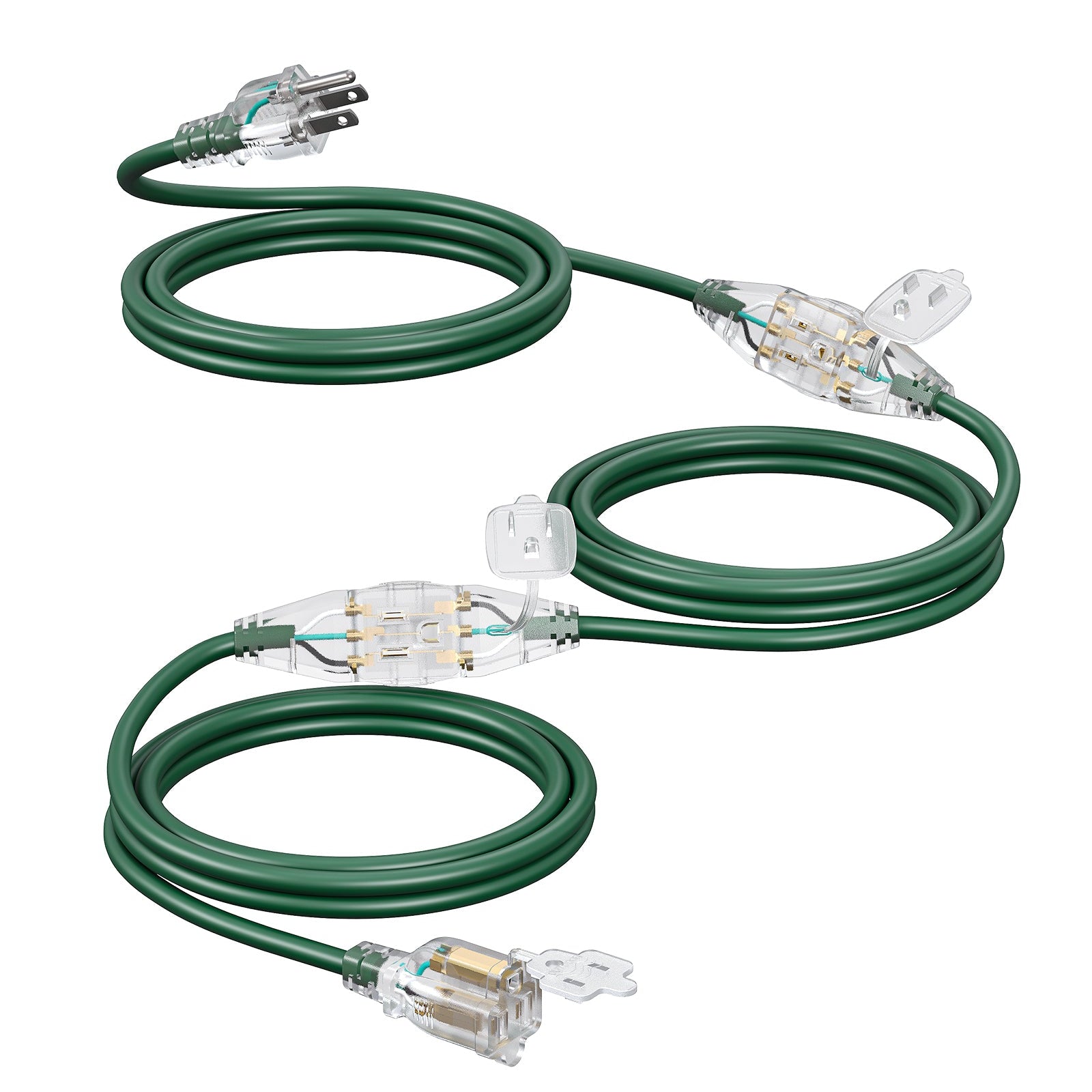 DEWENWILS 25FT Outdoor Extension Cord, Evenly Spaced 3 Outlets Plugs with Safety Cover & Indicator Lights, 16/3 SJTW Waterproof Wire for Outdoor String Lights and Holiday Decorations, ETL Listed - SHES103G