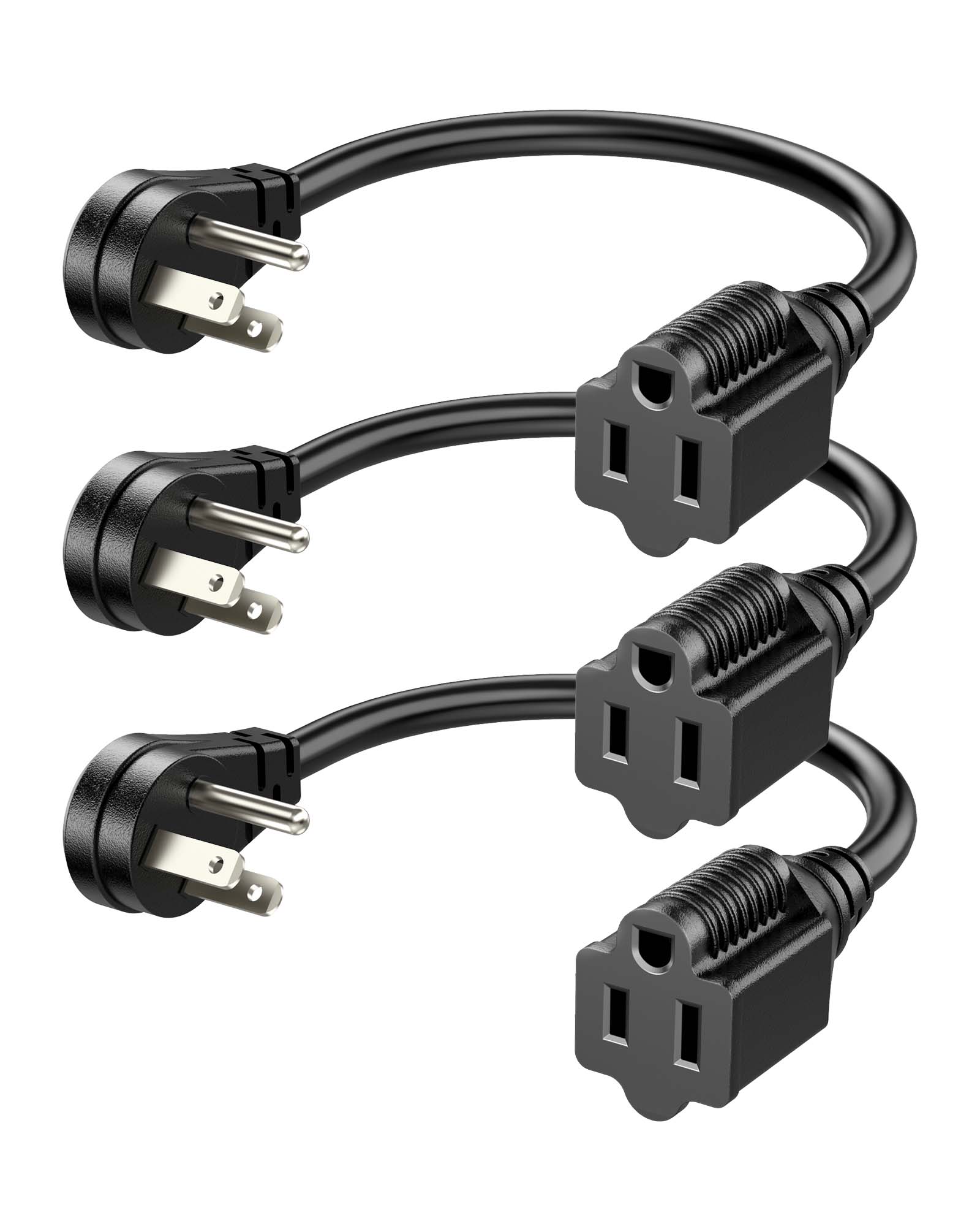 DEWENWILS 3ft Indoor/Outdoor Extension Cord, 14/3 SJTW 3 Prong Heavy Duty Power Cable, NEMA 5-15P to NEMA 5-15R (2 Pack)-HNCB03L