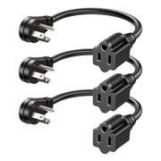 DEWENWILS 1ft Indoor Short Extension Cord with 3 Prong, Low Profile Power Cable SJT 14 AWG (3 Pack)-HFCB01M