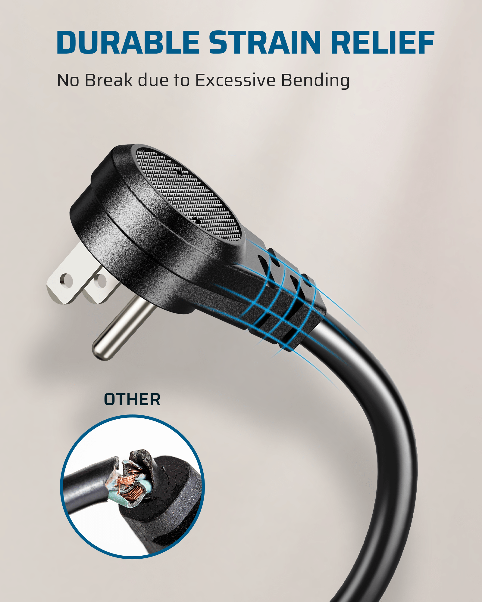 DEWENWILS 1ft Indoor Short Extension Cord with 3 Prong, Low Profile Power Cable SJT 14 AWG (3 Pack)-HFCB01M