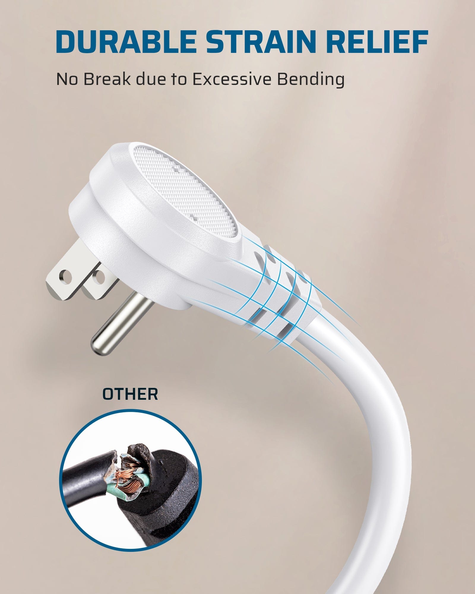 DEWENWILS 1ft Indoor Short Extension Cord with 3 Prong, Low Profile Power Cable SJT 14 AWG (3 Pack)-HFCW01M