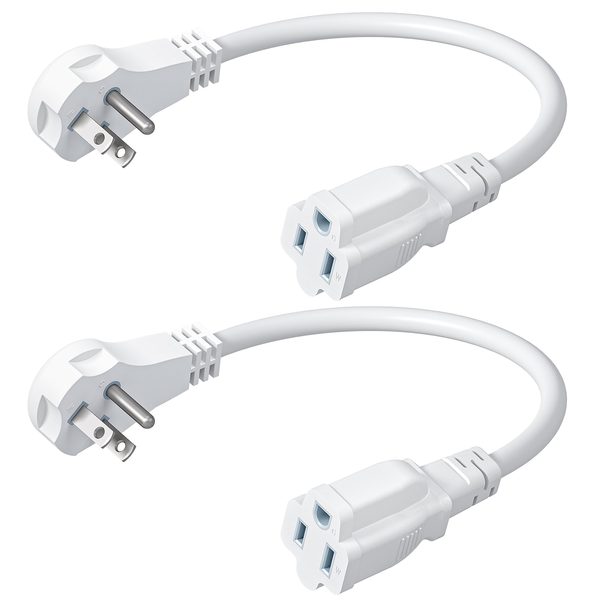 DEWENWILS 2-Pack 1ft Short Extension Cords for Indoor White Color 14/3