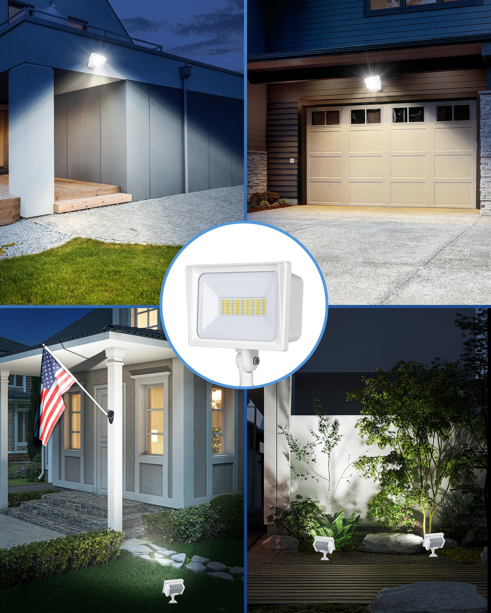 This outdoor flood light is suitable for use on outdoor porches, above garage doors, and alongside outdoor plants