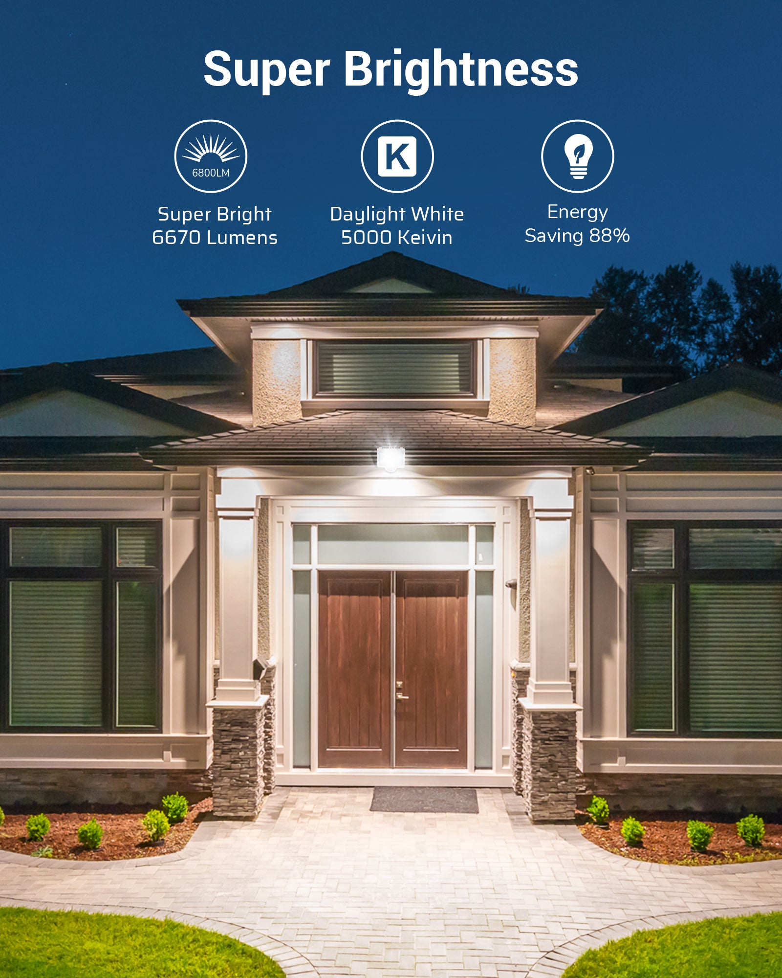 DEWENWILS 2-Pack 65W LED Flood Light Outdoor, IP65 Waterproof 6670 Lumen Super Bright (500W Halogen Equiv), Adjustable Knuckle Mount LED Security Light, 5000K Daylight for Yard, Garage, Garden-HFLB02C