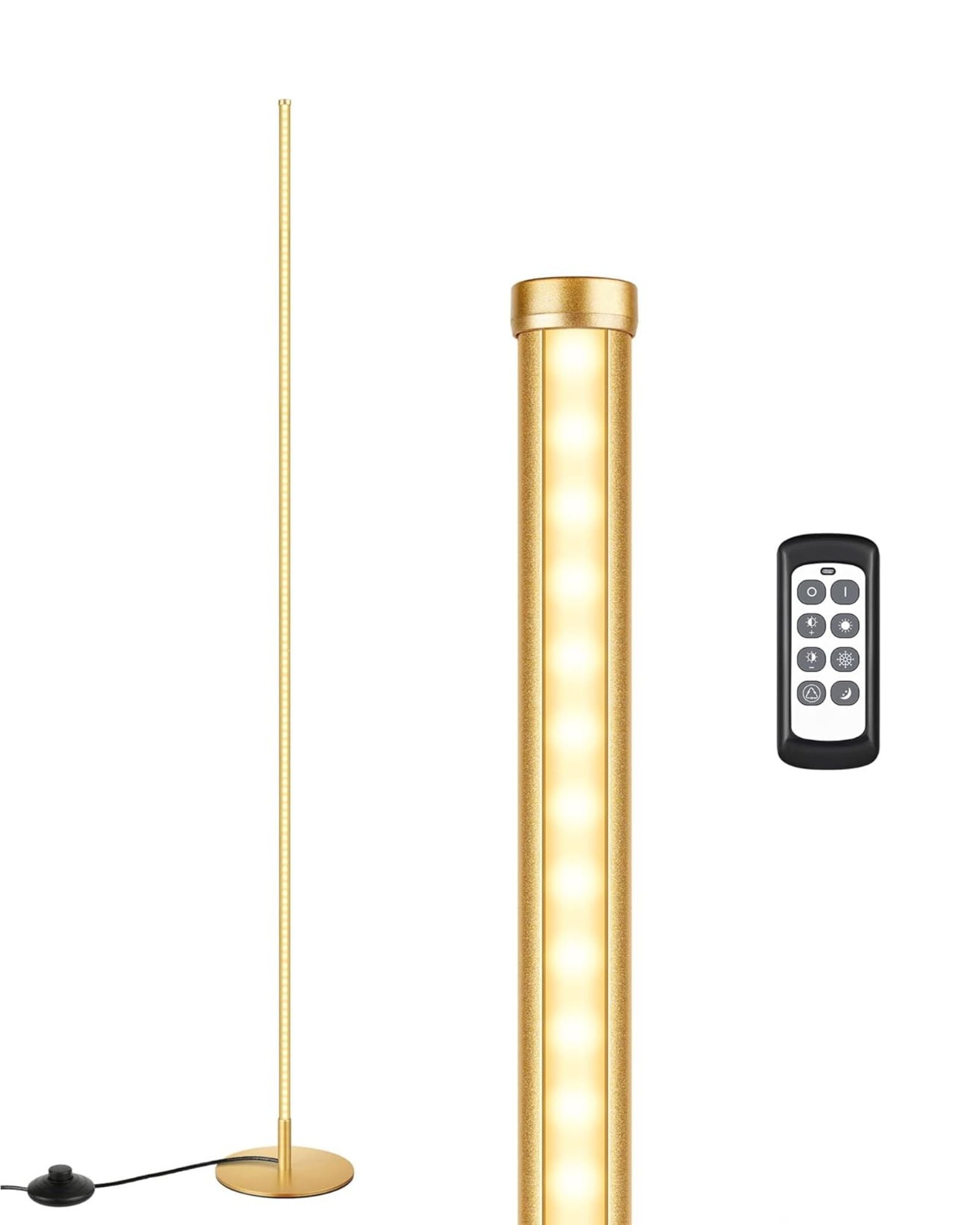 Modern Minimalist Adjustable-Height Dimmable LED Corner Floor Lamp with Remote Control