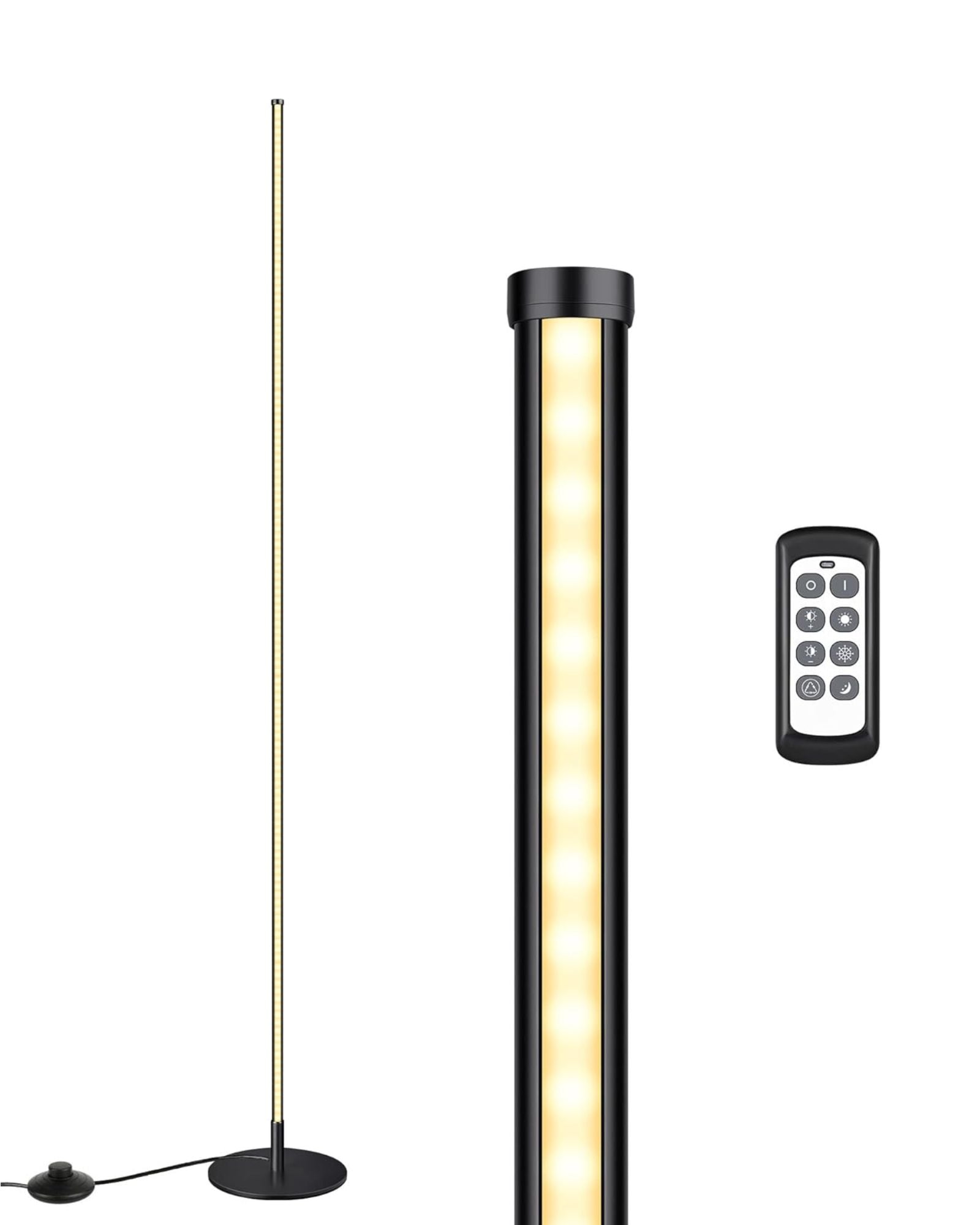 Modern Minimalist Adjustable-Height Dimmable LED Corner Floor Lamp with Remote Control