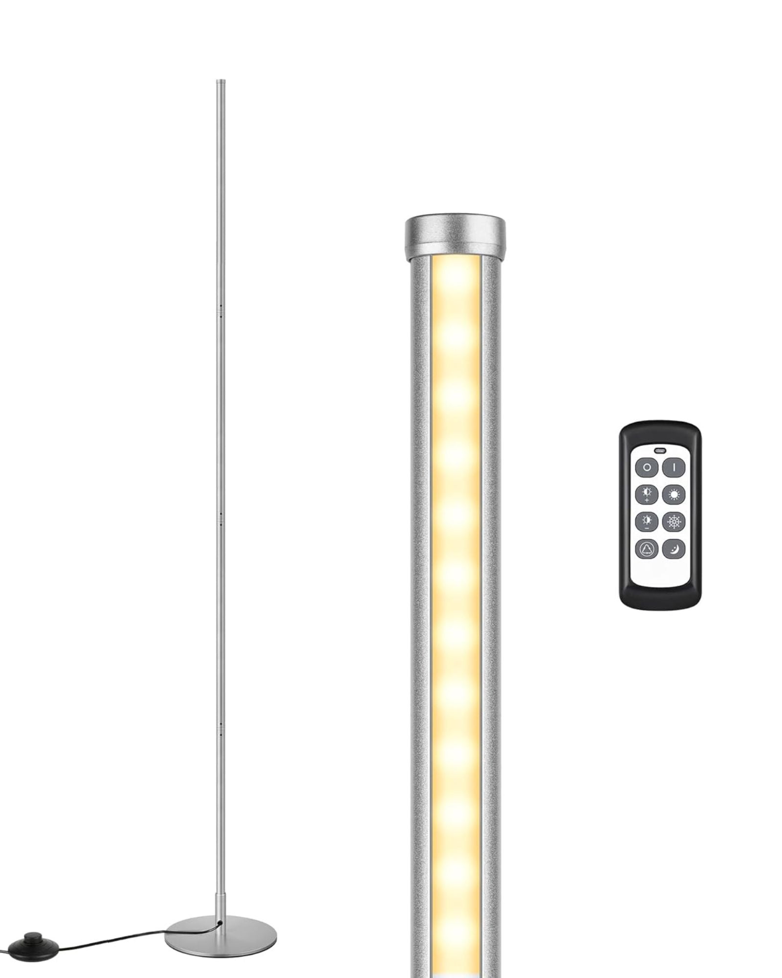 Modern Minimalist Adjustable-Height Dimmable LED Corner Floor Lamp with Remote Control