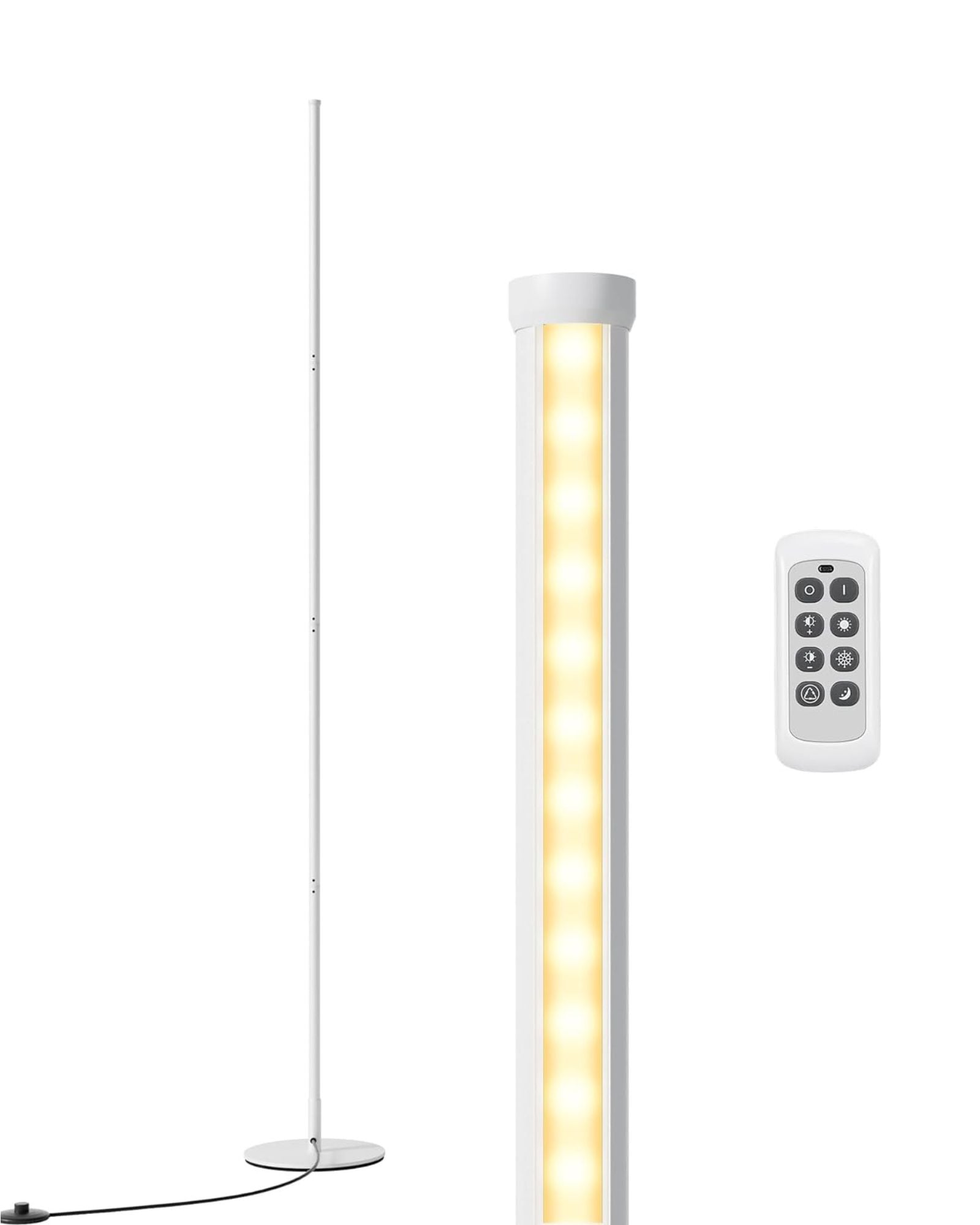 Modern Minimalist Adjustable-Height Dimmable LED Corner Floor Lamp with Remote Control